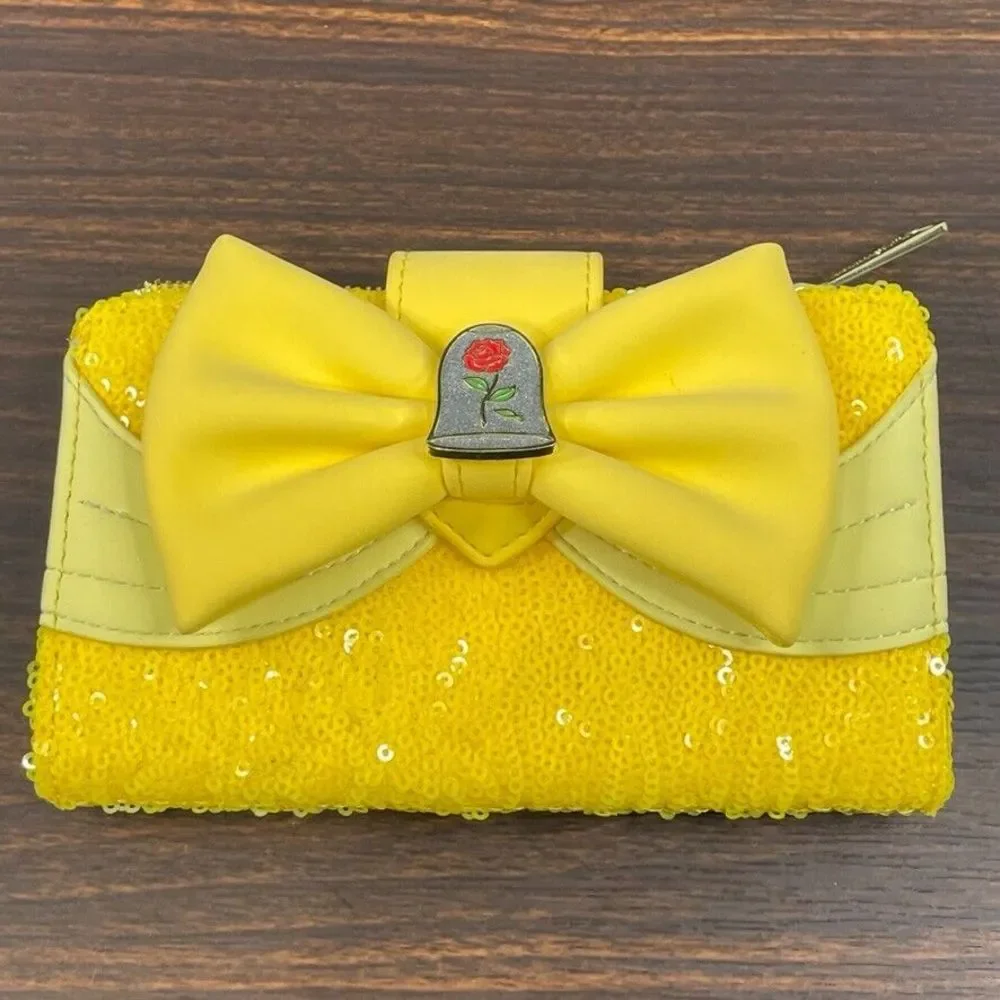 Loungefly Disney Beauty And The Beast Belle Sequin Wallet Exclusive Yellow - Picture 3 of 11